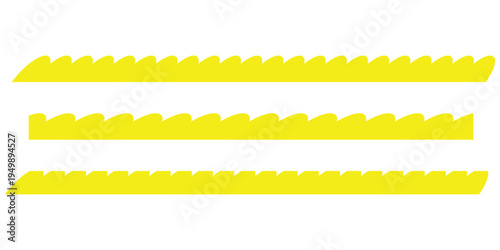 Wave shape scallop retro collection set. Yellow isolated modern scalloped icon set on white background. Modern scallop set. EPS 10. 