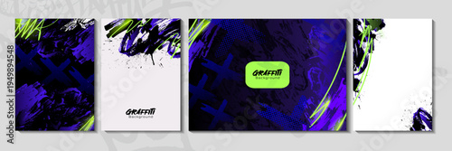 Modern graffiti art template with brushes background spray paint effects. Hand-drawn abstract graffiti vector illustration