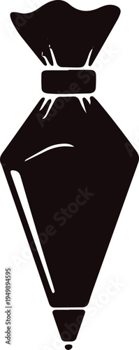 Elegant black and white illustration of a tied gift bag with a decorative bow.