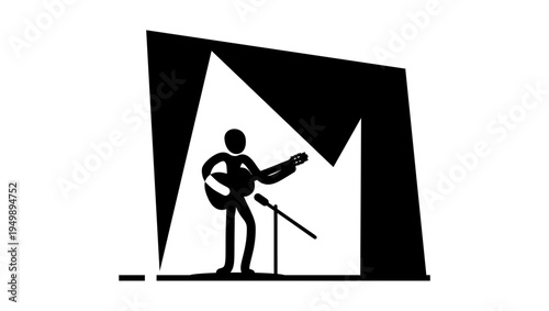 guitar concert , black isolated silhouette