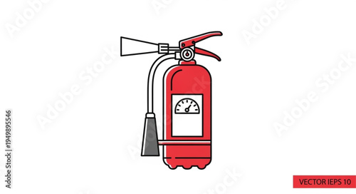Red Fire Extinguisher Safety Equipment Illustration.