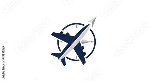 Airplane Compass Navigation Travel Adventure Symbol.