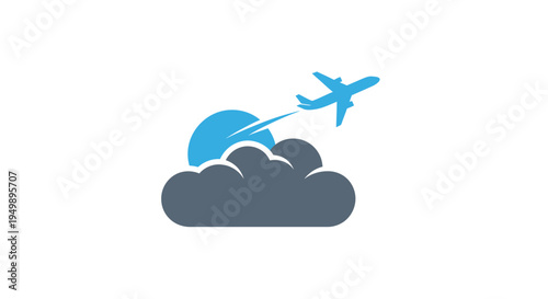 Airplane Flying Above Clouds Towards Sun.