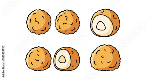 Fried Crab Balls Line art modern artistic abstract style illustration