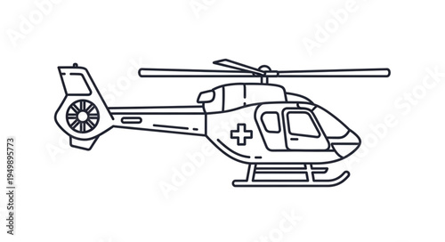 Medical Helicopter Illustration Emergency Transport Vehicle.