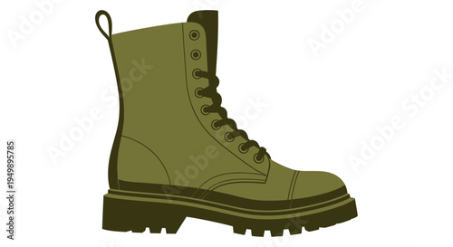 Green Combat Boot Fashion Illustration