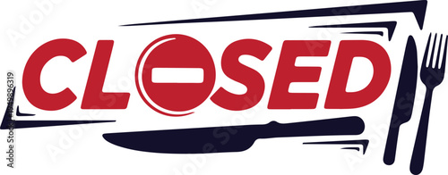 Creative graphic design of the word closed with utensils integrated into the letters