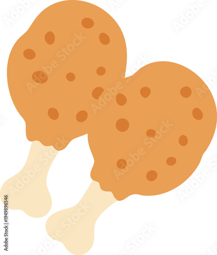 Two Cartoon Fried Chicken Drumsticks Keywords: fried chicken, chicken drumstick, food, meal