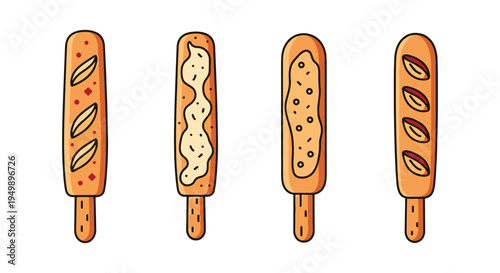 Garlic Breadstick Line art creative pastel abstract color illustration