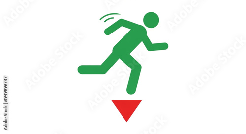 Green running man symbol indicating emergency exit direction.