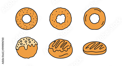 Fried Dough Bites Line art clean minimal abstract tone vector
