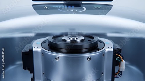 Electric car dashboard display closeup.