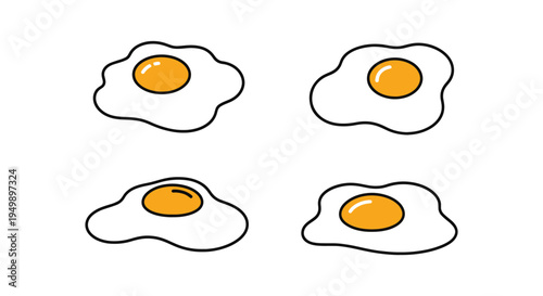 Fried Egg Line art vector set modern artistic abstract