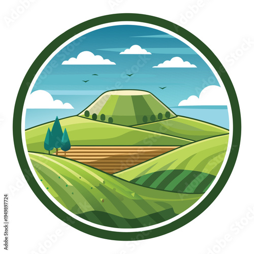 Silbury Hill Prehistoric Mound Vector Logo