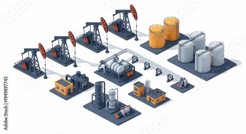 Industrial oil and gas production process.