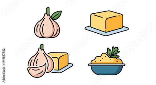 Garlic Butter Line art vector clean elegant abstract illustration