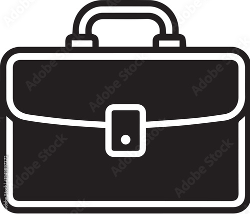 black briefcase isolated on white background
