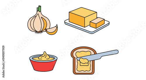 Garlic Butter Line art vector abstract color harmony illustration