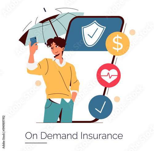 Digital On-Demand Insurance Vector Illustration