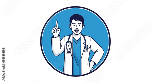 Doctor with Stethoscope and Pointing Finger.