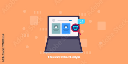 AI sentiment analysis platform process customer review and rating, identify customer perception with emoticon visualization.