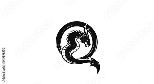 Mythical Dragon Emblem with Circular Design, Fantasy Creature Symbol