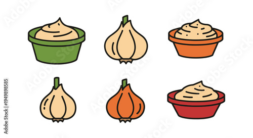 Garlic Dip Line art vector minimal color theme abstract