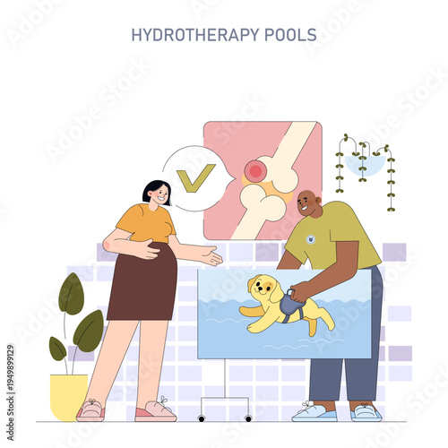 Hydrotherapy for Pets Vector Illustration
