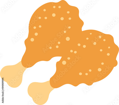 Two Overlapping Fried Chicken Drumsticks Cartoon Keywords: fried chicken, chicken drumstick