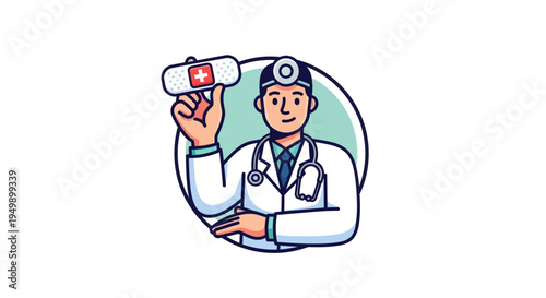 Friendly male doctor holding a bandage for medical care.