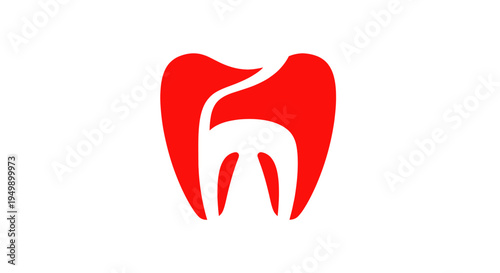 Red Tooth Logo Icon - Dental Care, Health, Clinic, Stomatology Symbol