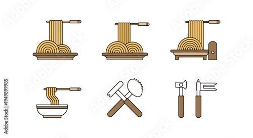 Homemade Noodles Line art creative abstract theme vector