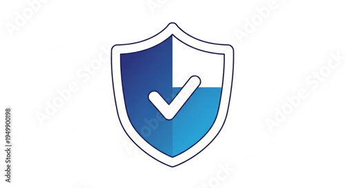 Blue shield with white check mark symbol for security and protection.