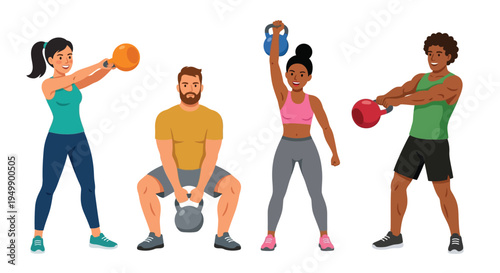 Four ornate horse drawn carriages with coachmen in a vintage illustration