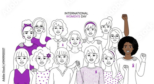 Diverse group of women celebrating International Womens Day together.