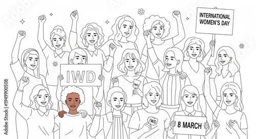 Diverse group of women celebrating International Womens Day together.