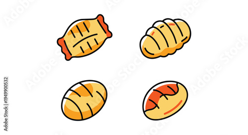 Fried Gnocchi Line art vector creative contemporary abstract style illustration