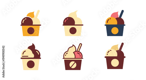 Gelato Cup Line art vector abstract color harmony illustration