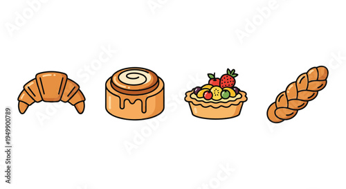 Homemade Pastries Line art vivid abstract artistic vector