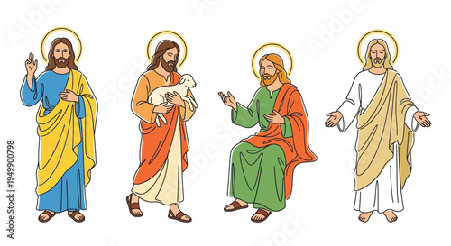 Colorful skull designs with various headwear and punk aesthetics