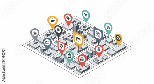 A map with various location markers.