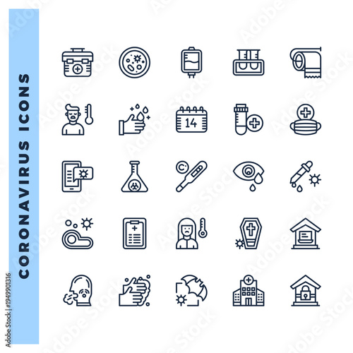 25 Coronavirus Lineal icon pack. vector illustration.