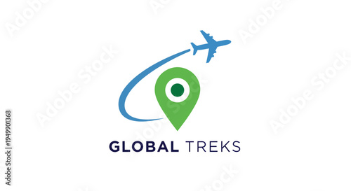 Global Treks Airplane and Location Pin Logo Design.