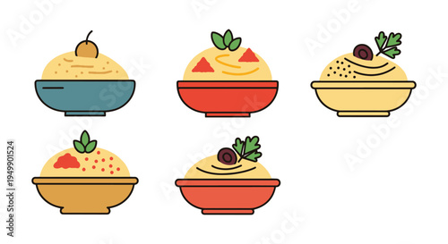 Hummus Bowl Line art vector clean creative abstract
