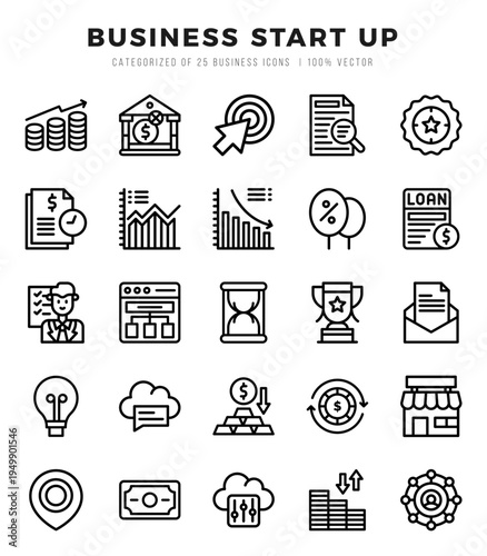 Business Start Up icons set. Vector illustration.
