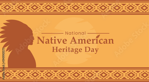 National Native American Heritage Day Celebration with Traditional Chieftain side profile silhouette and headdress