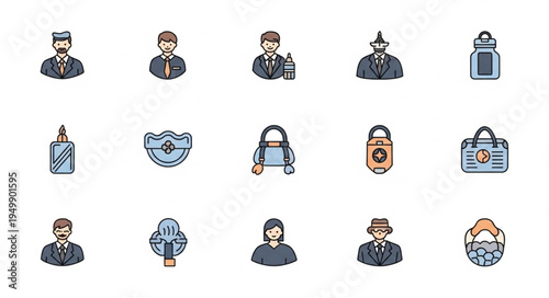 Collection of diverse professional and historical character icons.