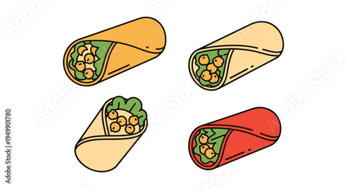 Hummus Wrap Line art vector vivid abstract tone