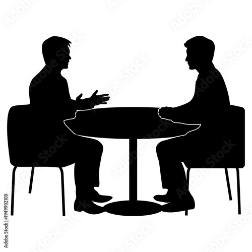 対談するビジネスマン2人のシルエットイラスト