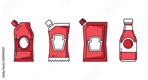 Ketchup Packaged Line art minimal modern abstract color vector